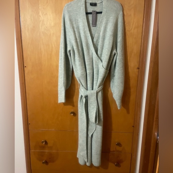 Lane Bryant Soft Sea Green (18/20) V-neck Knit Cozy-core Sweater Dress - Picture 3 of 13